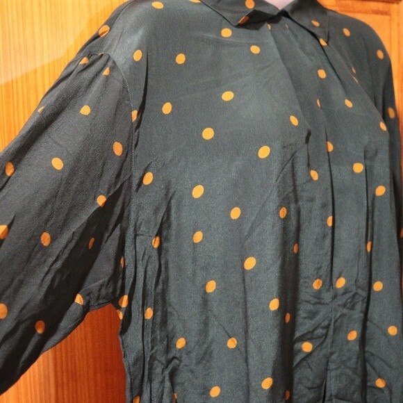 Christian Dior SEPARATES Vintage Bottle Green Orange Polka Dot Cambridge Top 12 - Picture 2 of 14